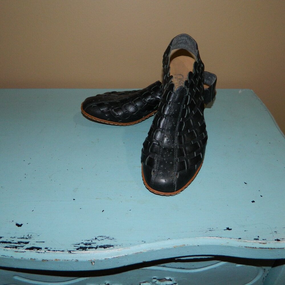 Rieker Weave Sina Slingback Sandals Size 38 Black